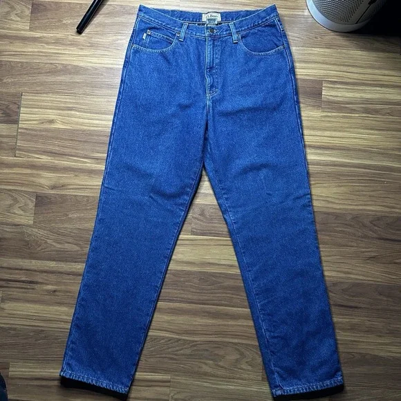 Vintage LL Bean Flannel Lined Jeans Mens 34x32 Straight Leg Denim Y2K Grunge - Picture 7 of 11